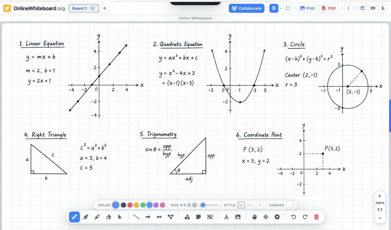 Virtual graph paper with grid lines for online drawing and plotting